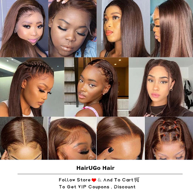 HairUGo Brazilian #4 Body Wave 13x4 Lace Frontal 13X4 Human Hair Lace Front Remy Brown Lace Frontal With Baby Hair Transparent