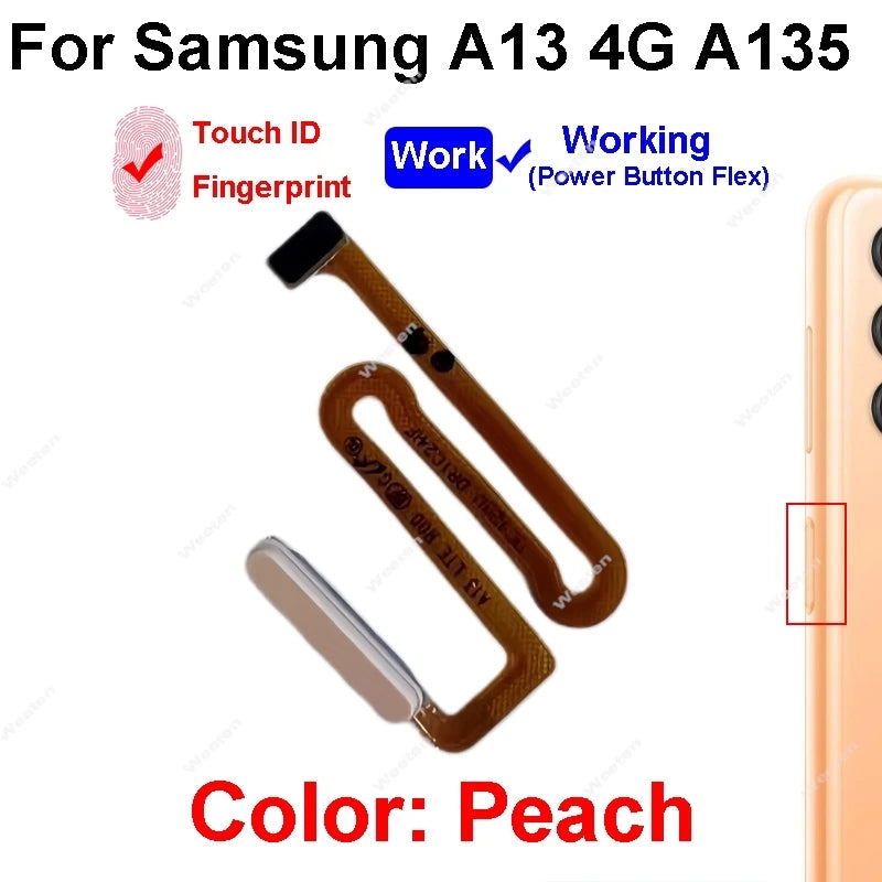 Fingerprint Sensor Touch ID Connector Flex Cable With Power Button For Samsung Galaxy A13 4G 5G A135 A136 Parts