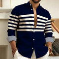 Men's Striped Long-Sleeved Shirt, Outdoor Street Style | SAMAG