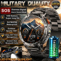 Military Grade Alloy Smartwatch 1400mAh Long Standby Waterproof SOS Emergency Flashlight BT Call Outdoor Sports Watch For Men