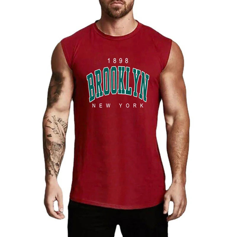 Muscleguys Sports Tank Top Men's Cotton Spring and Summer Thin Seamless Waistcoat Casual Sleeveless Wide Shoulder T-shirt