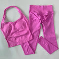 1-2pcs Gym Set Women Backless Tank Tops High Waist Scrunch Seamless Shorts High Waist Yoga Leggings Workout Sets Gym Suit