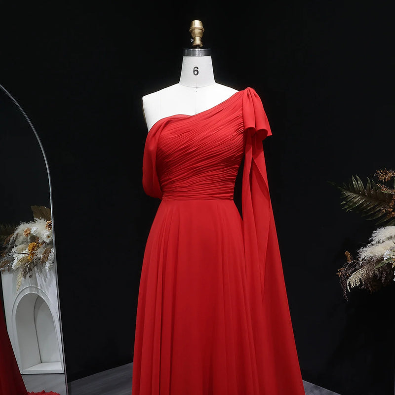 Sharon Said Dubai Red Off Shoulder Elegant Evening Dress | SAMAG