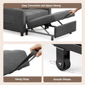 Convertible Sleeper Sofa Bed 3-in-1 Adjustable Linen Fabric Small Space Grey Customized