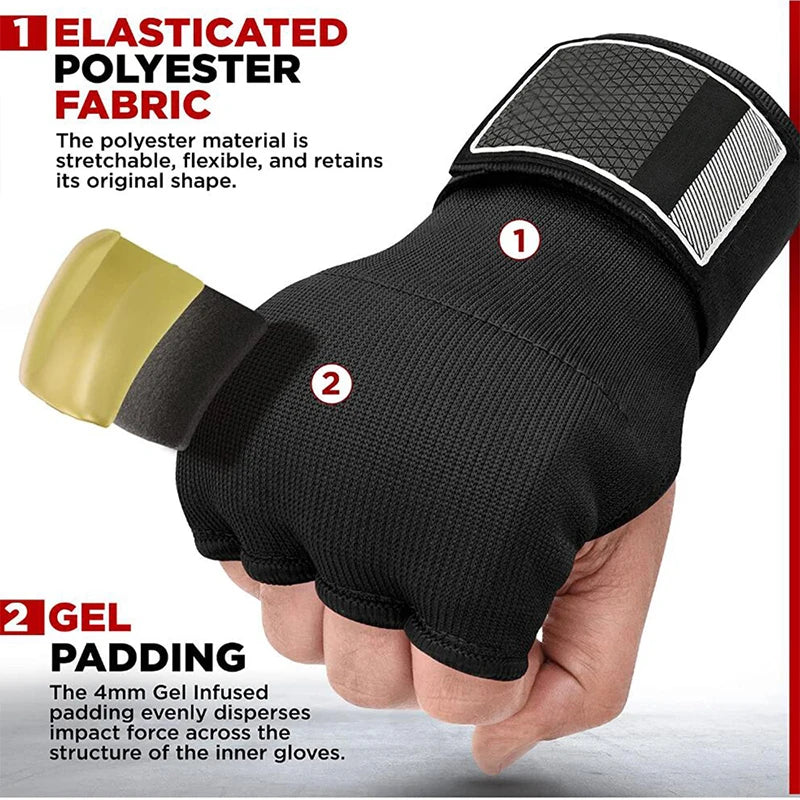 Boxing Hand Wrap Inner Gloves Half Finger Gel for Muay | SAMAG