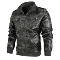 Autumn Pu Leather Jacket Men's Camouflage Leather Jacket Youth Locomotive Washed Retro Leather Jacket Men