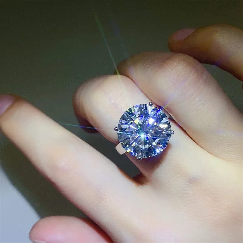 Fashion Moissanite PT950 Platinum 20 Carat Luxury Four - Claw Ring for Women, noble and gorgeous jewelry - Visuel 6 | SAMAG