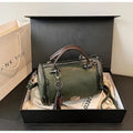 HOMEFISH Large Capacity Shoulder Bag for Women with Tassel Decoration Fashion Detachable Chain Boston Handbag Shoulder Bag
