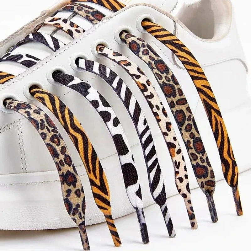 Classic Animal Pattern Shoelaces Flat AF1/AJ Sneakers Shoe Laces Tiger/Snake/Leopard Print Shoelace for 120/140/160CM Shoestring