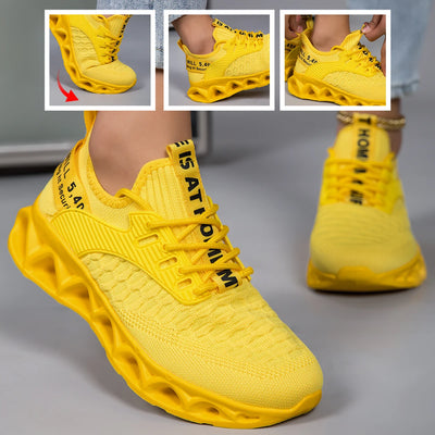 Women Blade Sole Running Sneakers Letter Print Knit | SAMAG