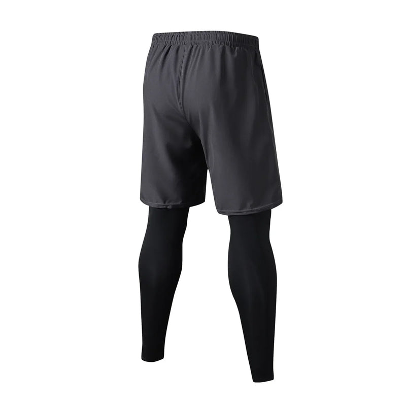 2026 Two-piece Men's Sports Trousers Quick Dry Elastic Basketball Training Pants Summer Thin Fitness Running Tights Casual Pants