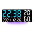Large Digital Wall Clock with 7Colors Mood Light 2 Alarm TEMP Humidity Date Table Clock 12/24H Timing Countdown LED Alarm Clock