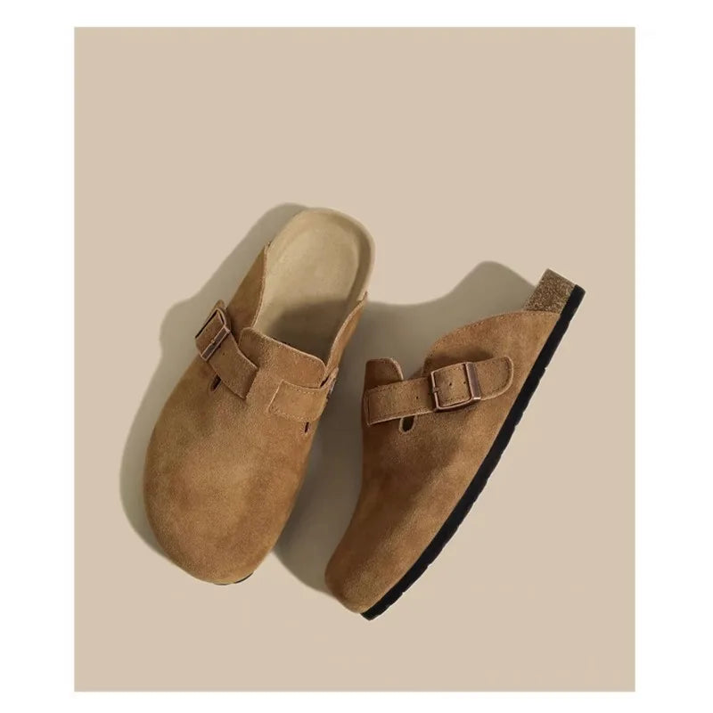 Cork Suede Mules Slippers for Women Fashion Clogs Shoes Classic Cork Antislip Outdoor Slippers with Arch Support Slipper