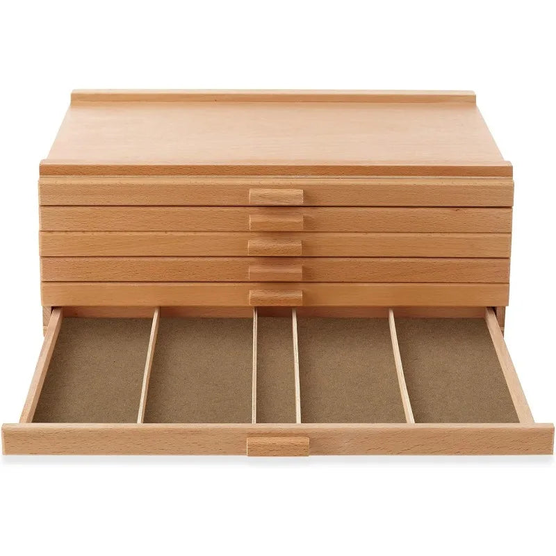 6 Drawer Wooden Artist Storage Supply Box for Pastels, Pencils, Pens, Markers, Brushes and Tools