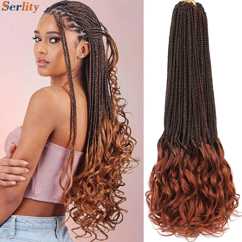 14 18 24 Inch French Curl Crochet Braids 1B 30 27 33 350 613 Bug 12 Colors Ombre Pre Braided Box Braids Crochet French Curl Hair