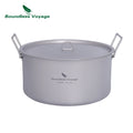 Boundless Voyage 2L 5L Big Capacity Soup Pot Titanium Camping Pot with Lid Folding Handle for Hiking Picnic Outdoor Cooking Pot