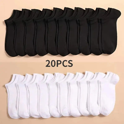 10 Pairs Unisex Casual Plain Color Boat Socks Thin | SAMAG
