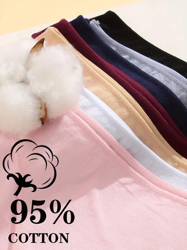 6pcs Cotton Women's Lingerie M-XXL Solid Seamless Panties Sexy Breathable Low-Waist Briefs Female Soft Comfortable Underpants