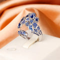 Creative Peacock 925 Silver Plated Ring for Women Bright Blue AAAA Zircon Open Adjustable Jewelry Silver Jewelry Wedding Ring