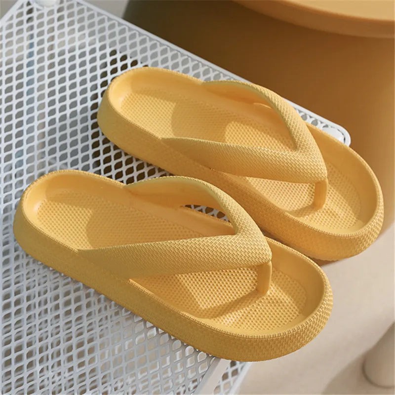 Rimocy Soft Sole EVA Women's Flip Flops 2026Summer Beach Non-slip Cloud Slippers Women Thick Platform Clip Toe Bathroom Slides