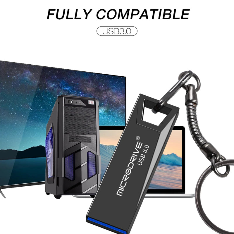 High Speed USB 3.0 Mini Metal Flash Drive 16GB 32GB 64GB 128GB Pendrive Waterproof usb drive Pen memory Sticks with key Chain