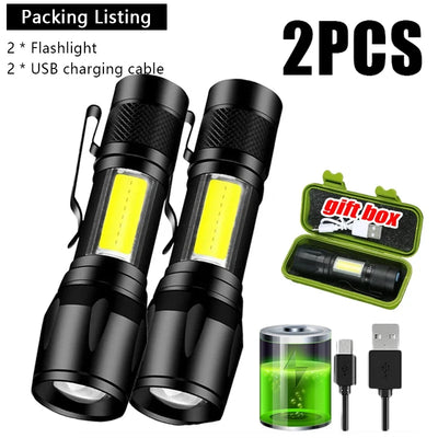 Mini LED Flashlight COB+XPE Portable Torch USB Charging | SAMAG