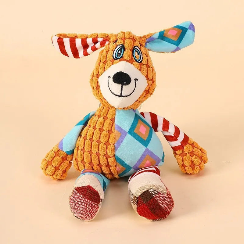 Cute Animal Plush Dog Toy Squeaky Chew Toy Bite Resistant Teeth Cleaning Interactive Puppy Pet Supplies