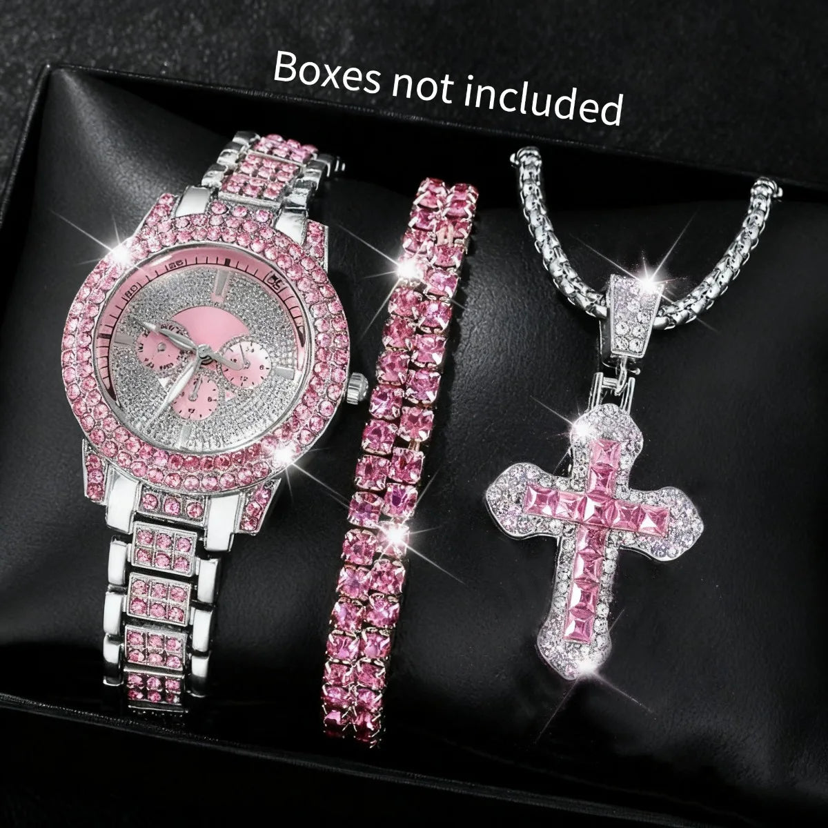 1/3PCS Luxury Rhinestone Women Watch Diamond Jewelry Set Elegant Steel Ladies Quartz Wristwatch Reloj Mujer（Without Box）