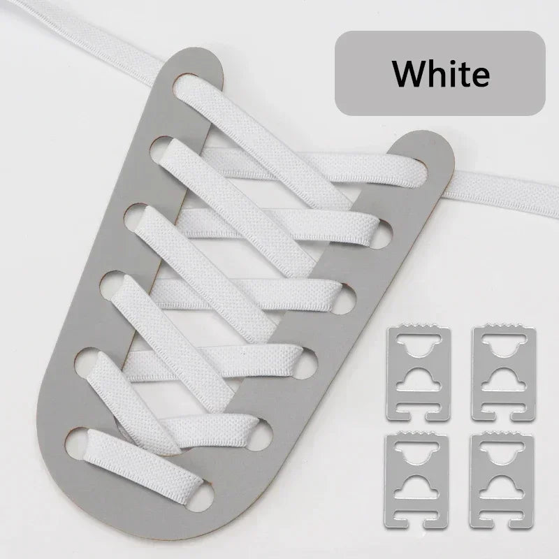 Elastic Shoelaces Without Ties Flat Shoe Laces for Sneakers Metal Buckle Lock Lazy Shoelace Mesh Precision Weaving Shoestrings