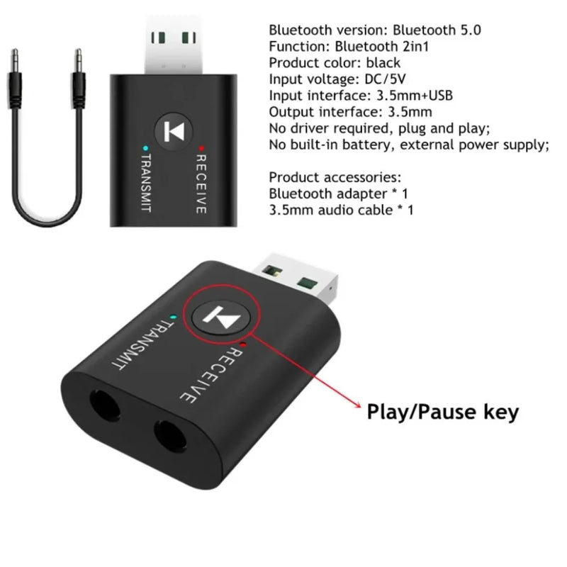 USB Bluetooth 5.0 Adapter 2 in 1 Transmitter Receiver Audio Dongle Wireless for Computer Laptop - Visuel 6 | SAMAG