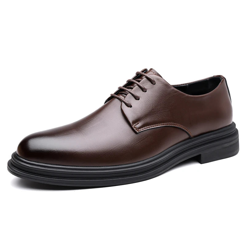 Men's Business Shoes Premium Cowhide Upper Lightweight Breathable Design with Rubber Sole for Office Commute Formal Occasions