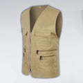 Men Vest JacketMultiple Pockets Zipper Sleeveless Fishing Waistcoat Camping Work Clothes V Neck Outdoor Waistcoat Volunteer Vest