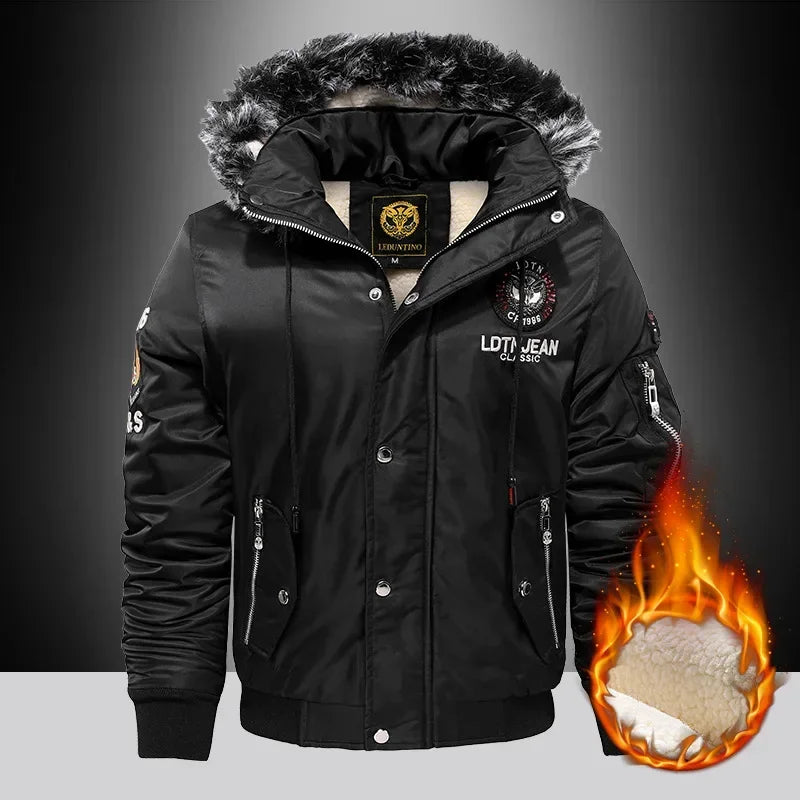 Outdoor Hiking Sports Running Fishing Thick Down Parka Coat Oversize Plus Velvet Thick Warm Winter Men's Padded Jacket Coat Men