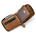 Men Crazy horse Genuine Leather Coin Wallet Real Leather Snap Short Purse Women Coin Pocket Zip Around Small Trifold Pocket