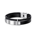Custom Engraved Name Braided Rope Stainless Steel Bracelet, Personalised Engraved Text Twisted Rope Braided Leather Wristband