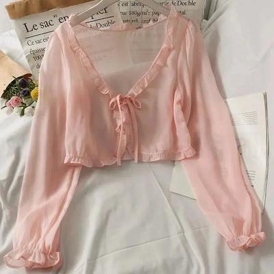 Women Thin Casual Lace Bow Summer Sun Protection Clothes | SAMAG