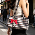 Slouchy Tote Bags Polka Dot Nylon Bowler Bag For Women Hobo Bags Large Shoulder Bag For Travel Work College Nylon Bowler Bag For Women Slouchy Lightweight Crescent Bag With Zipper Travel Tote Bag For Women Sandproof Swim Pool