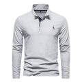 AIOPESON Men's Deer Embroidery Polo Shirts Solid Color Long Sleeve Social Business Male - View 9 | SAMAG