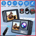 5K 4K60FPS Action Camera 50MP 2" Touch Dual Screen 5X Zoom Wi-Fi EIS 170° DVR Webcam Wireless Mic 30M Waterproof Sport Camera