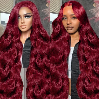 Body Wave Burgundy 13x6 HD Lace Front Wig Human Hair Wigs 99J Red Colored Lace Front Human Hair 13x4 Lace Frontal Wigs for Women