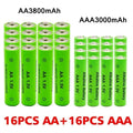 New AA + AAA Rechargeable AA 1.5V 3800mAh / 1.5V AAA 3000mah Alkaline Battery Flashlight Toys Watch Replace Ni-Mh Battery