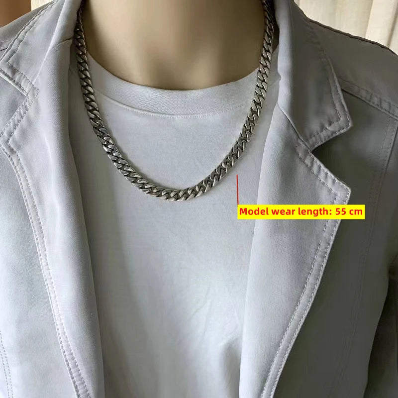 100% S925 Sterling Silver Necklace 7/810MM Punk 925 Chains Original Certified Jewelry Gifts - Visuel 4 | SAMAG