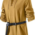 Men Medieval Lace Up Linen Long Sleeve Tunic Viking | SAMAG