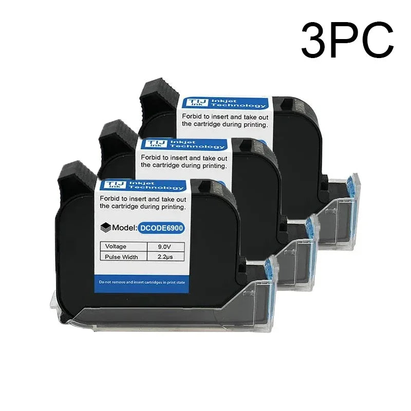 DCODE 6900 12.7mm Economy High Quality TIJ Online Handheld Inkjet Printer Cartridge Fast Drying Water-proof Solvent Black Ink