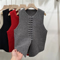 Fashion Cardigan Vest Sleeveless Waistcoat 2025 New Spring O- Neck Solid Button Knitted Women's Clothing Basic Tops