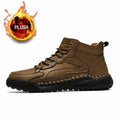 Outdoor Hiking Shoes for Men Autumn Winter Men Ankle Boots Hand Stitched Optional Plush Non-slip High Top Casual Shoes Sports