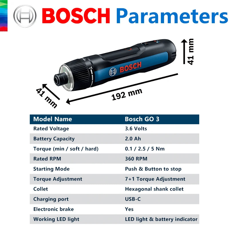 BOSCH GO 3 Cordless Screwdriver 3.6V Lithium - ion Battery Rechargeable Drill with Box GO3 Professional Tool - View 2 | SAMAG