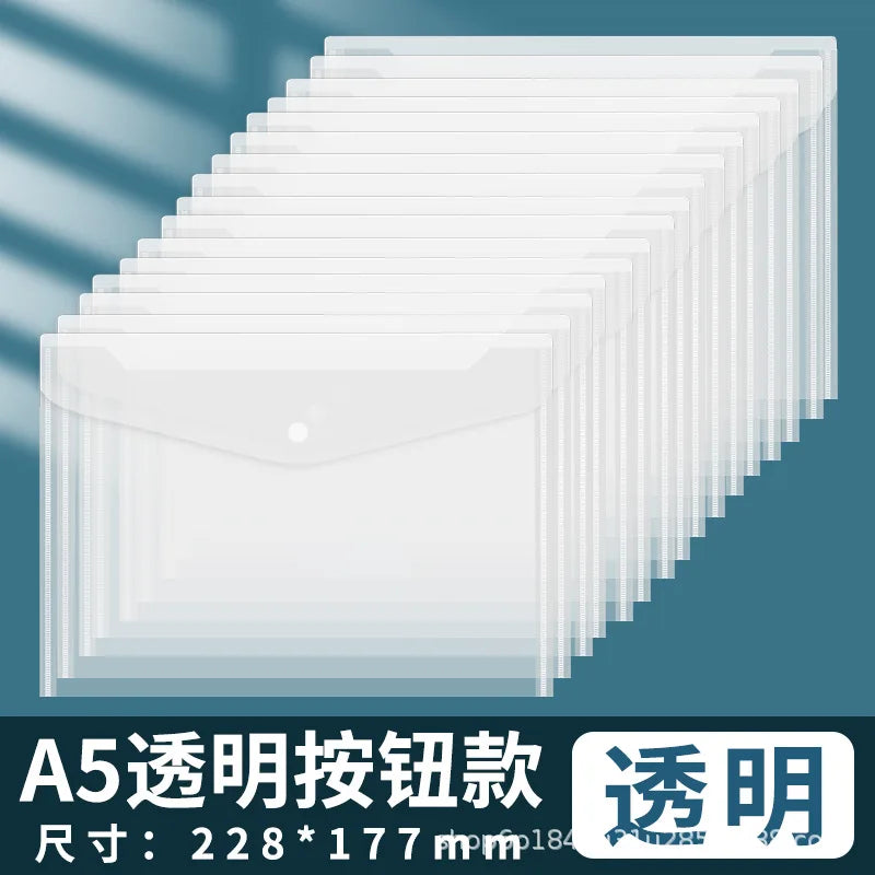 Wallet Envelope Bag A5/A4 Plastic Paper Storage Document Bags Transparent File Holder A5/A4 File Bag
