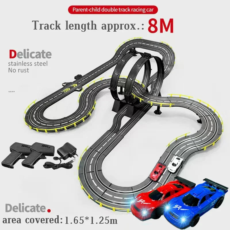 Electric Rail Car 1:43 Double Remote Control Racing Track Toy Automatic Racing Electric Track Children Christmas Gift
