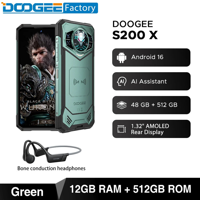 Global Version DOOGEE S200 X VIP Edition Smartphon 5G 6.72” FHD+120Hz Dimensity 7050 48GB+512GB 10100mAh Android 16 Rugged Phone